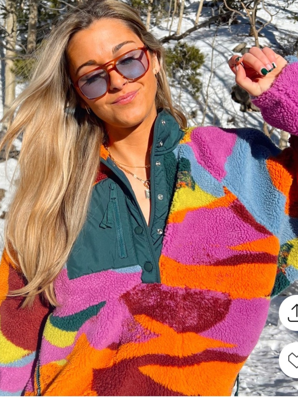 Free People Movement Rocky Ride Hit The Slopes Sherpa Pullover Sweater Sz Large - Picture 2 of 14